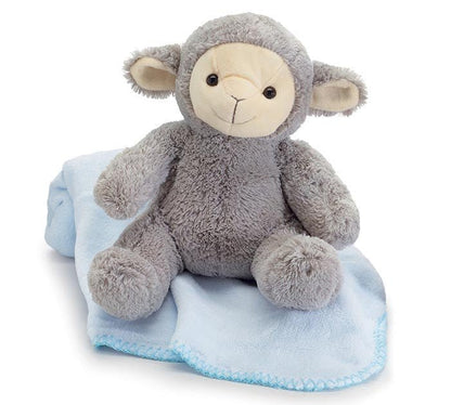 Plush Lamb With Blanket | Adorable Baby Gift, Nursery Decor & Baby Shower Present for Kids Blue