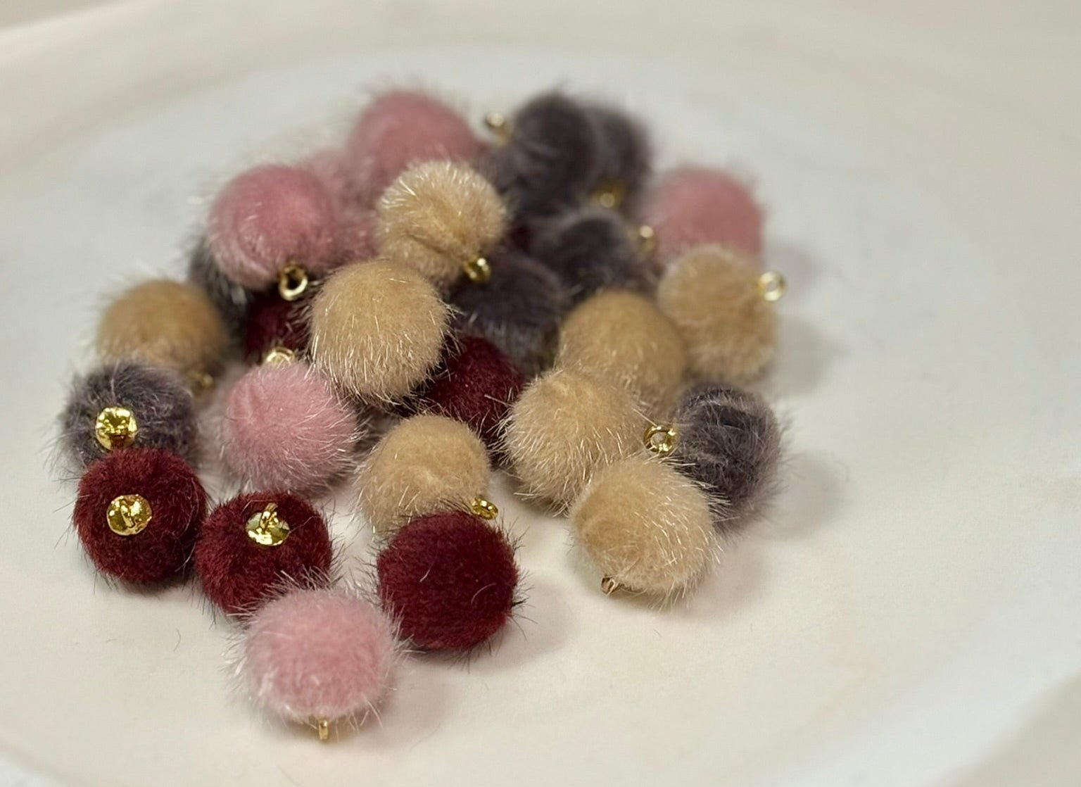 Pom Pom Pendant Charms, Fun Colorful Fluffy Detail, Ideal for Crafting Earrings, Hair Accessories & Keychains & Gift Giving - Nifty Decor & More