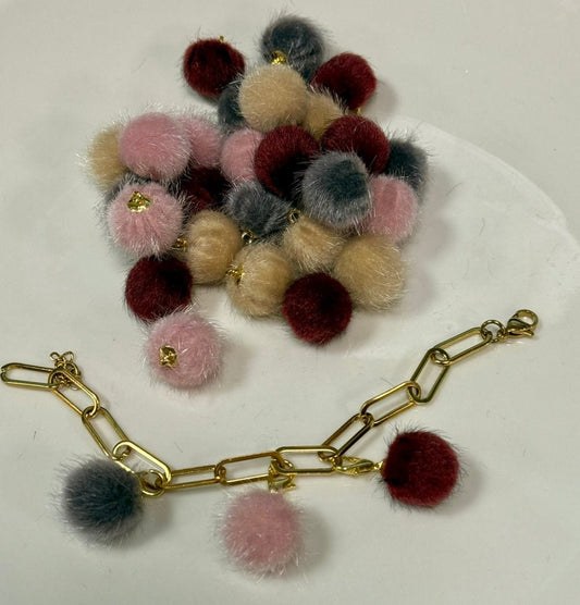 Pom Pom Pendant Charms, Fun Colorful Fluffy Detail, Ideal for Crafting Earrings, Hair Accessories & Keychains & Gift Giving - Nifty Decor & More