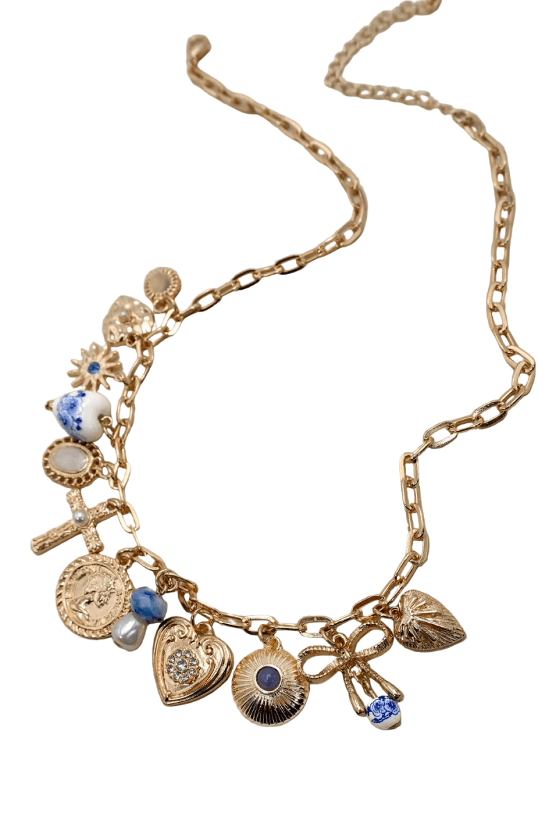 Porcelain Hearts Cross Charm Necklace - Nifty Decor & More