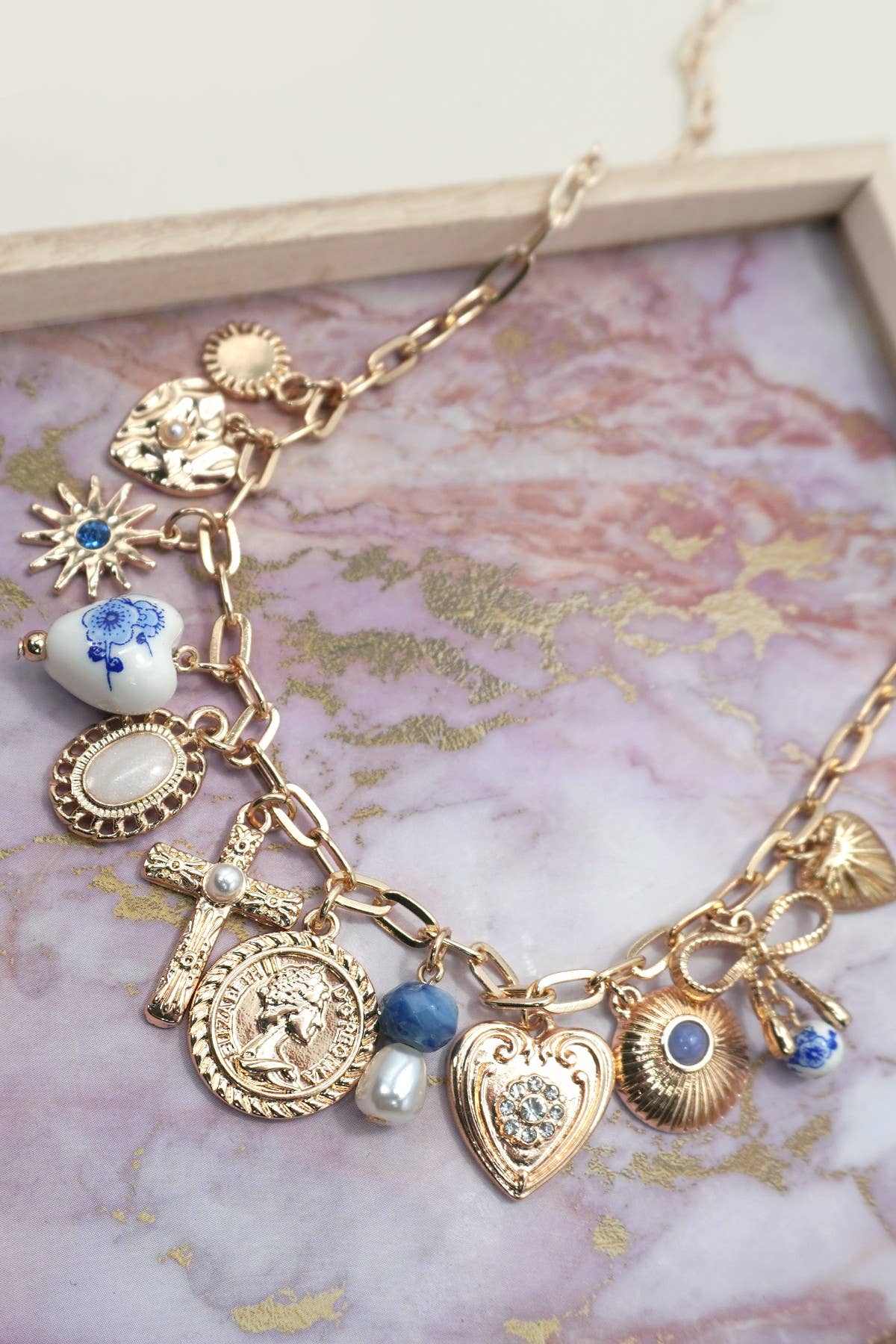 Porcelain Hearts Cross Charm Necklace - Nifty Decor & More