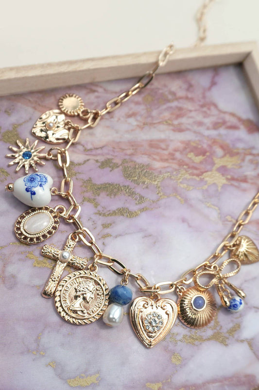 Porcelain Hearts Cross Charm Necklace - Nifty Decor & More