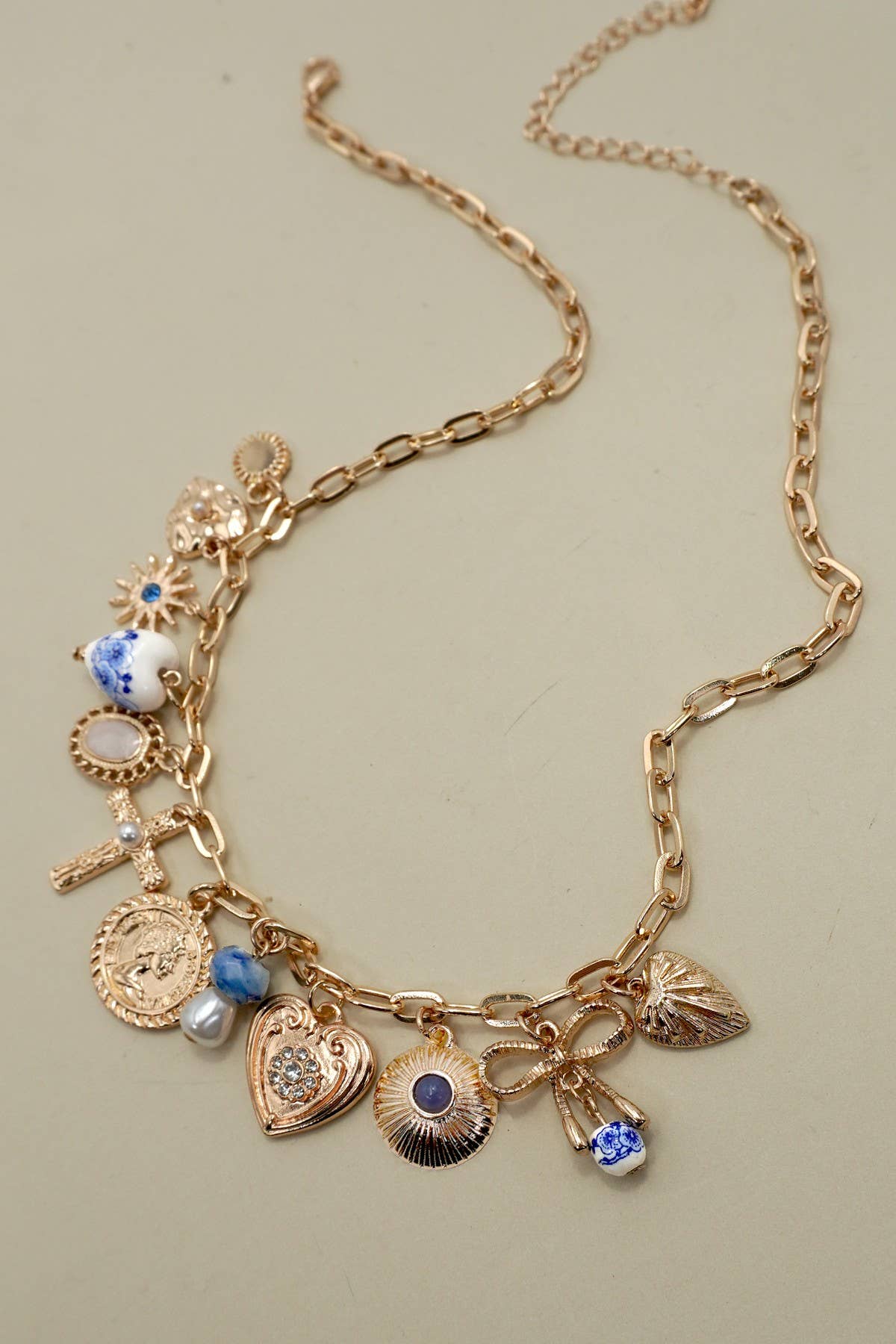 Porcelain Hearts Cross Charm Necklace - Nifty Decor & More