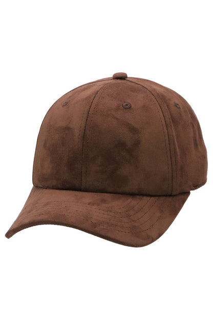 Premium Vegan Suede Strap-back Baseball Cap BROWN