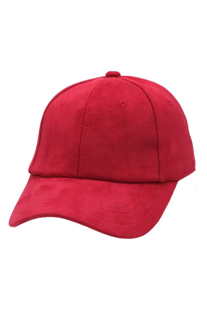 Premium Vegan Suede Strap-back Baseball Cap DARK RED
