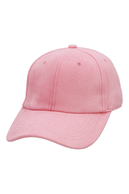 Premium Vegan Suede Strap-back Baseball Cap PINK