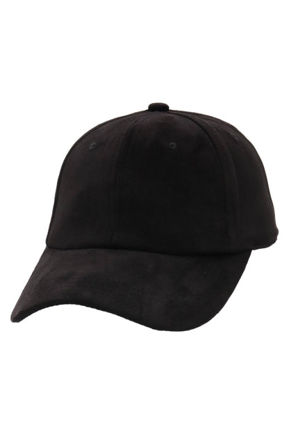 Premium Vegan Suede Strap-back Baseball Cap BLACK
