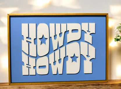 Preppy Blue Girly Wall Art, Western Decor with Four Fun Options, Great Gift for Cowgirl Lover Howdy Star