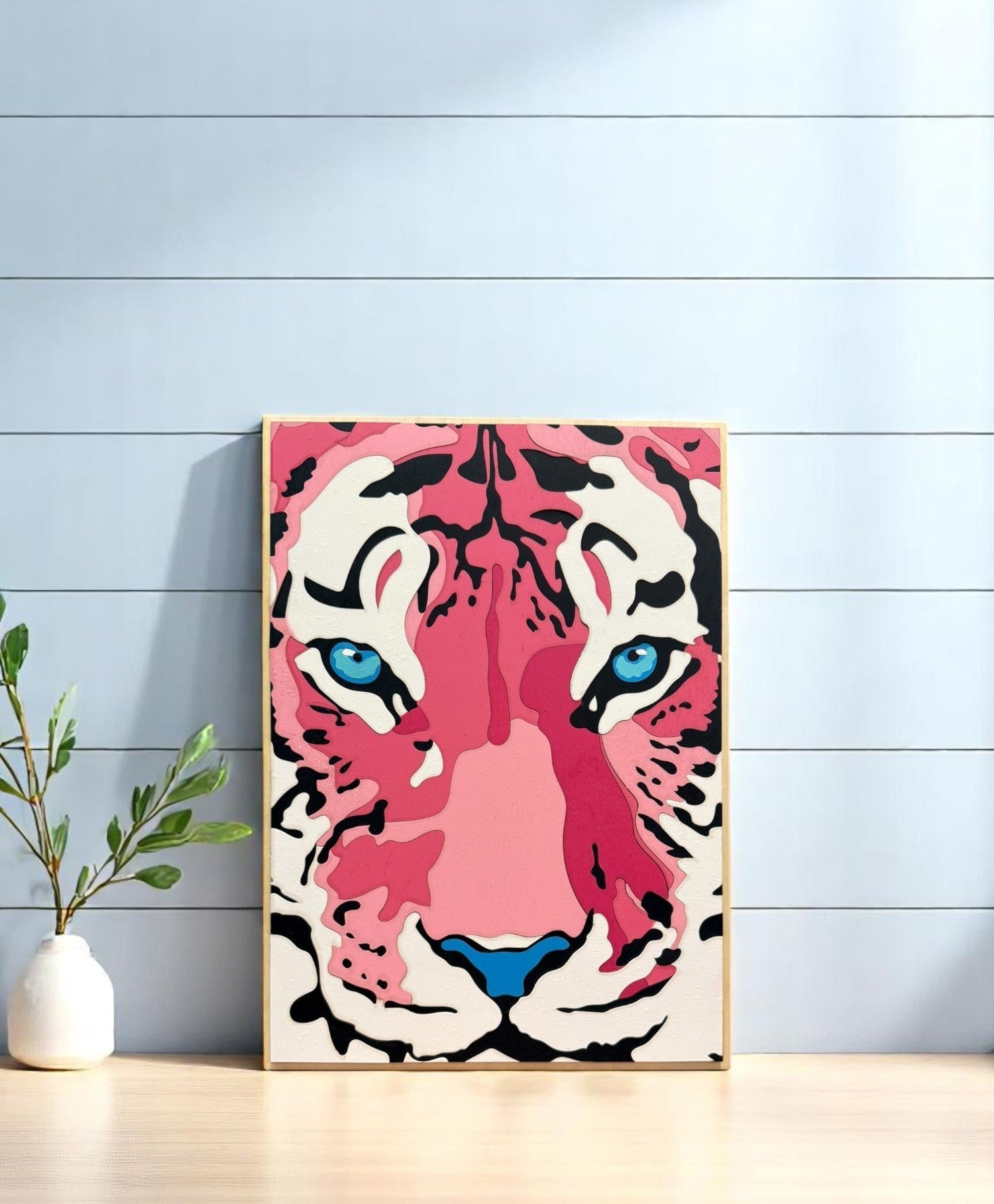 Preppy Leopard Print Wall Art, Colorful Pink & Blue Hues, Vibrant Home Décor for Stylish Spaces, Gift for Art Lovers - Nifty Decor & More