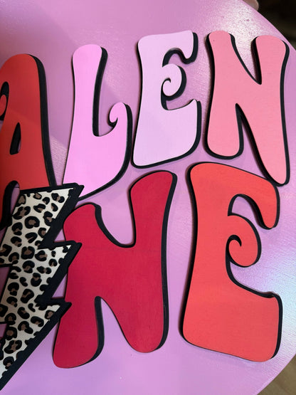 Cheetah Lightning Bolt Preppy Pink Wall Decor | Chic Valentine Colorful Sign for Home & Office Decor Valentine Wall hanger