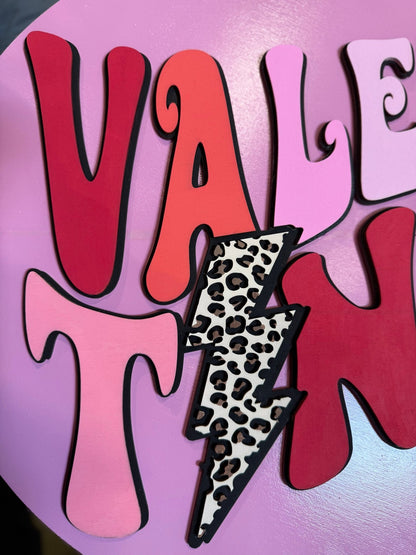 Cheetah Lightning Bolt Preppy Pink Wall Decor | Chic Valentine Colorful Sign for Home & Office Decor Valentine Wall hanger