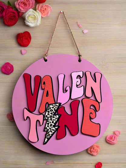 Cheetah Lightning Bolt Preppy Pink Wall Decor | Chic Valentine Colorful Sign for Home & Office Decor Valentine Wall hanger