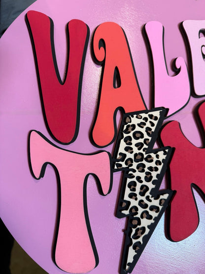 Cheetah Lightning Bolt Preppy Pink Wall Decor | Chic Valentine Colorful Sign for Home & Office Decor Valentine Wall hanger