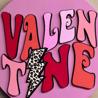Cheetah Lightning Bolt Preppy Pink Wall Decor | Chic Valentine Colorful Sign for Home & Office Decor Valentine Wall hanger