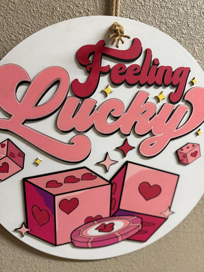 Preppy Pink Feeling Lucky Dice Wall Hanger | Chic Door Decor for Home & Office | Unique Gift Idea Valentine Wall Decor