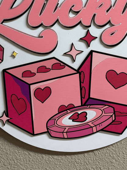 Preppy Pink Feeling Lucky Dice Wall Hanger | Chic Door Decor for Home & Office | Unique Gift Idea - Nifty Decor & More