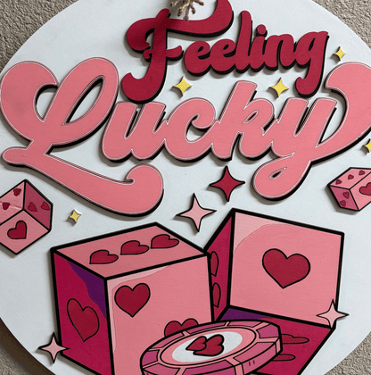 Preppy Pink Feeling Lucky Dice Wall Hanger | Chic Door Decor for Home & Office | Unique Gift Idea Valentine Wall Decor