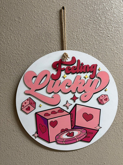 Preppy Pink Feeling Lucky Dice Wall Hanger | Chic Door Decor for Home & Office | Unique Gift Idea Valentine Wall Decor