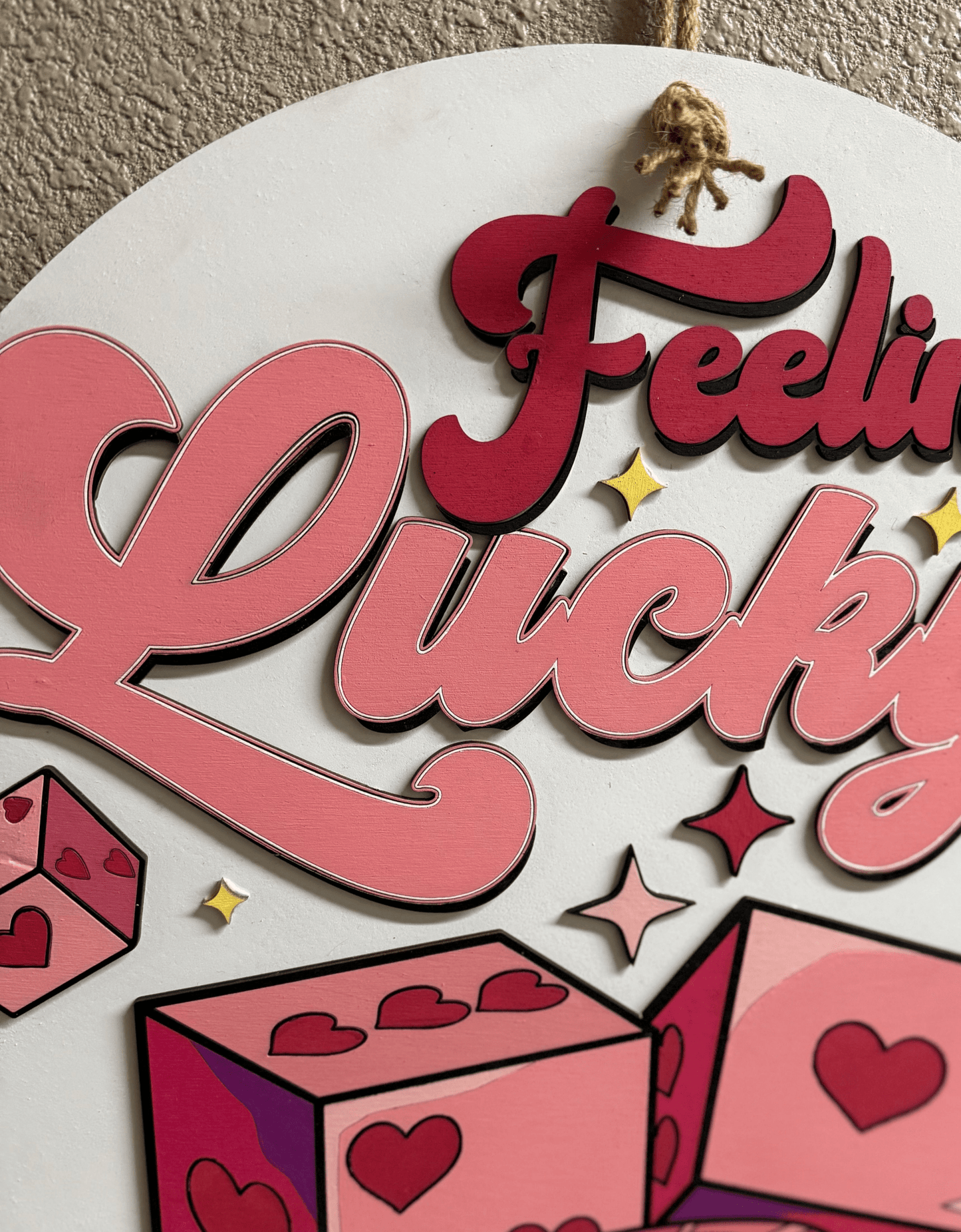 Preppy Pink Feeling Lucky Dice Wall Hanger | Chic Door Decor for Home & Office | Unique Gift Idea - Nifty Decor & More