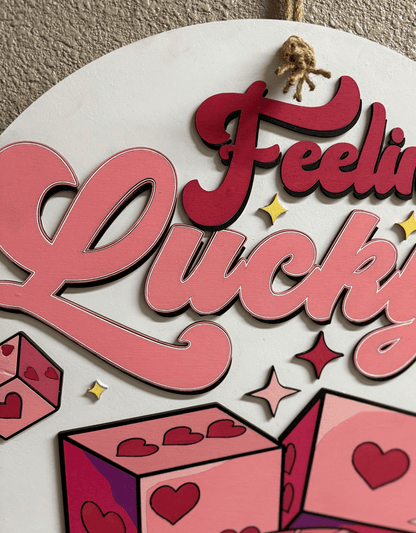 Preppy Pink Feeling Lucky Dice Wall Hanger | Chic Door Decor for Home & Office | Unique Gift Idea Valentine Wall Decor
