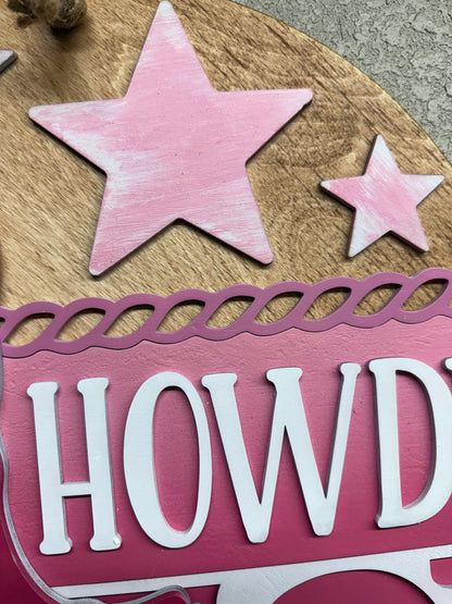 Preppy Pink Howdy Boots Wall Decor | Cute Western Art, Rustic Home Decor, Texas Style, Farmhouse Wall Art, Gift Idea