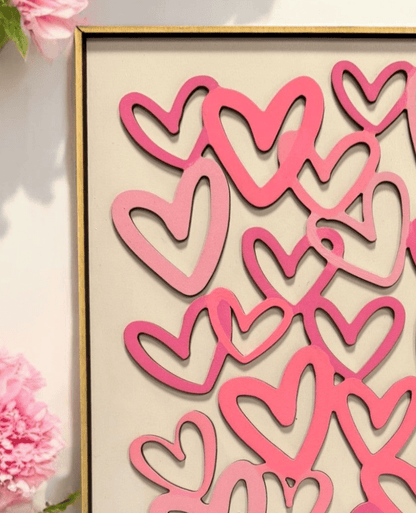 Preppy Pink Wall Art, Smiley Face & Heart Decor, Coquette Nursery Decor, Aesthetic Pink Checkered Wall Art for Girls Room - Nifty Decor & More
