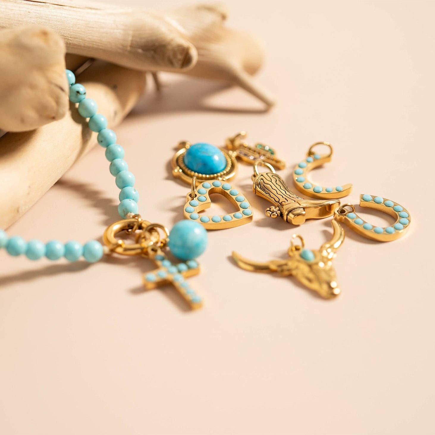 Preppy Western Charms Pendants, 18K gold PVD finish, meaningful gift for her, stylish accessory - Nifty Decor & More