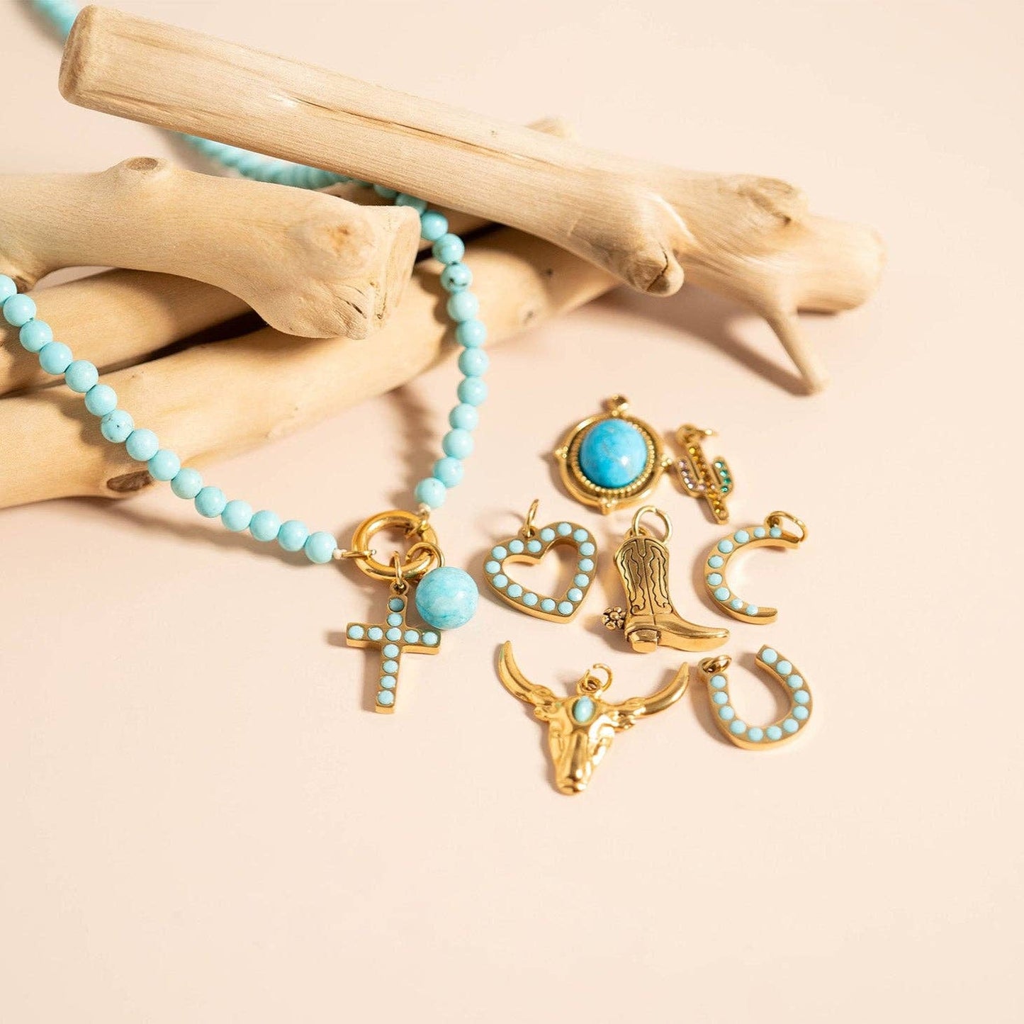 Preppy Western Charms Pendants, 18K gold PVD finish, meaningful gift for her, stylish accessory - Nifty Decor & More