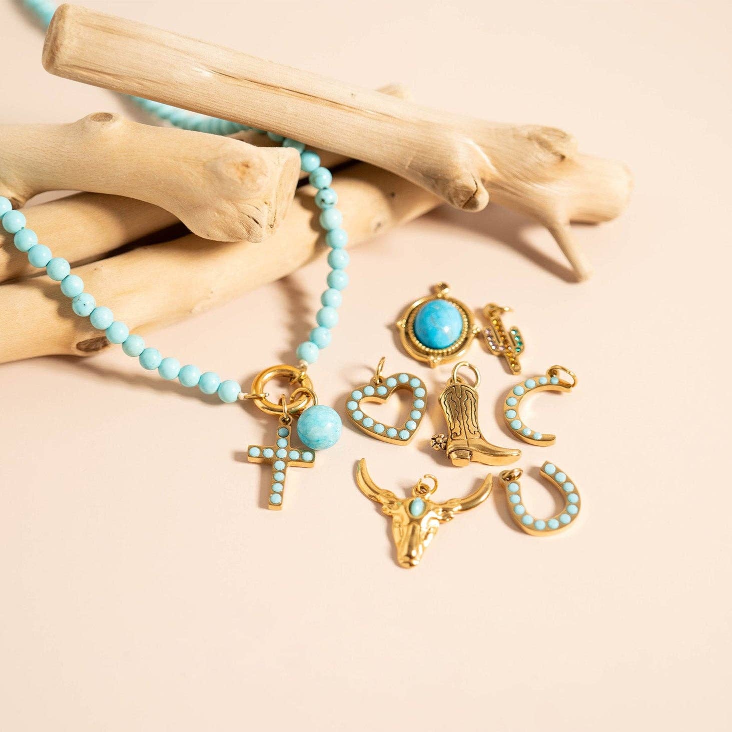 Preppy Western Charms Pendants, 18K gold PVD finish, meaningful gift for her, stylish accessory - Nifty Decor & More