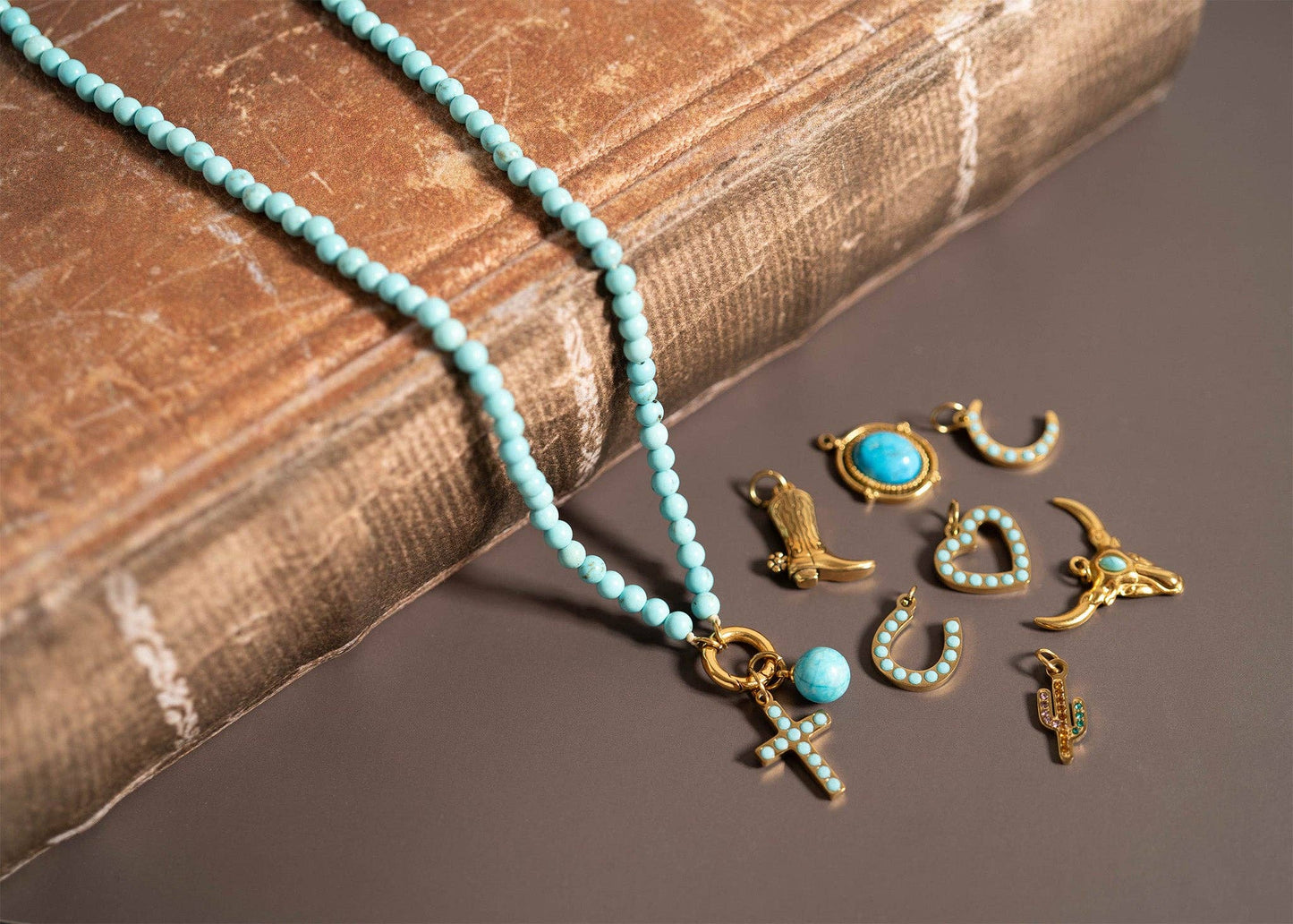 Preppy Western Charms Pendants, 18K gold PVD finish, meaningful gift for her, stylish accessory - Nifty Decor & More