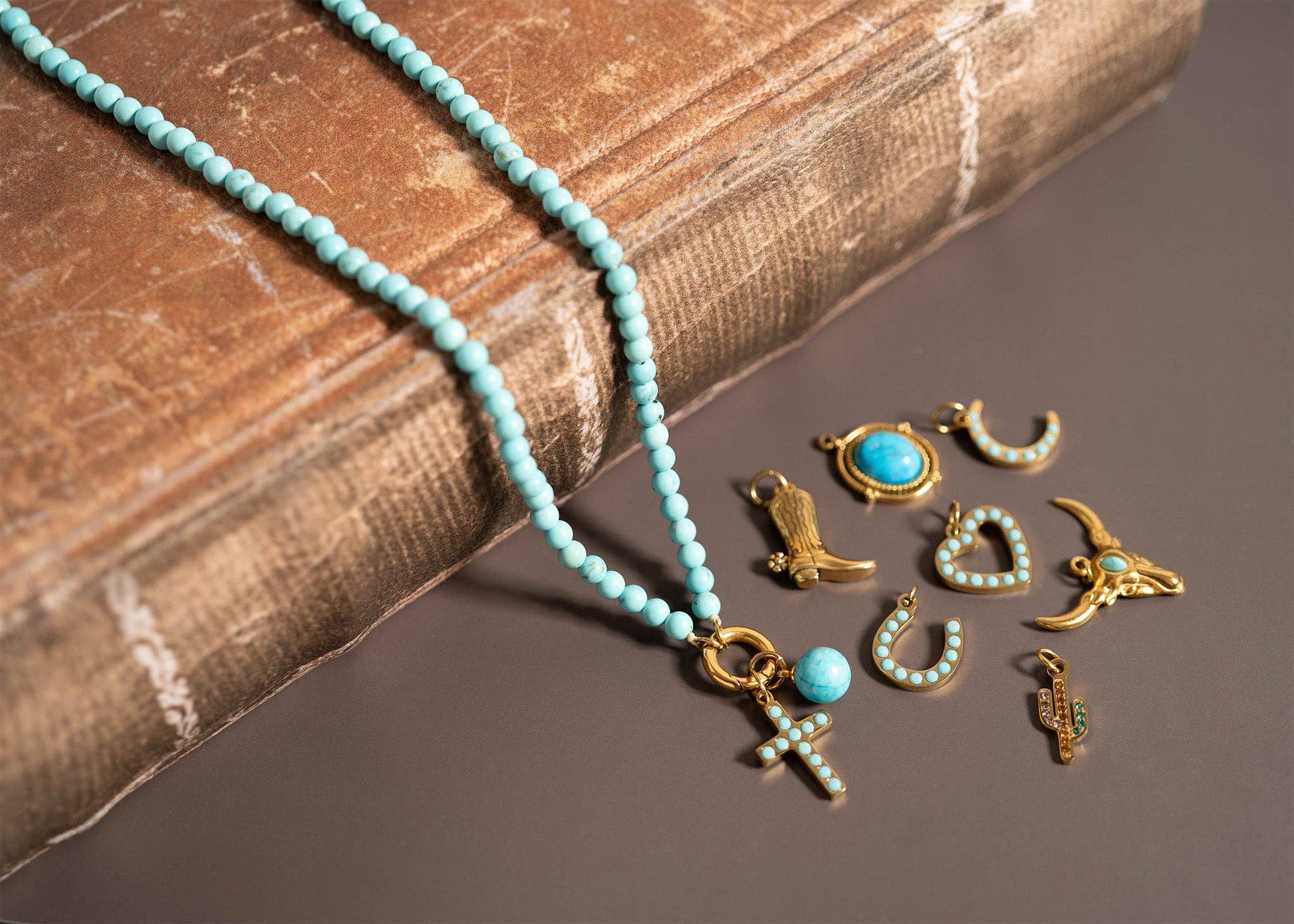 Preppy Western Charms Pendants, 18K gold PVD finish, meaningful gift for her, stylish accessory - Nifty Decor & More