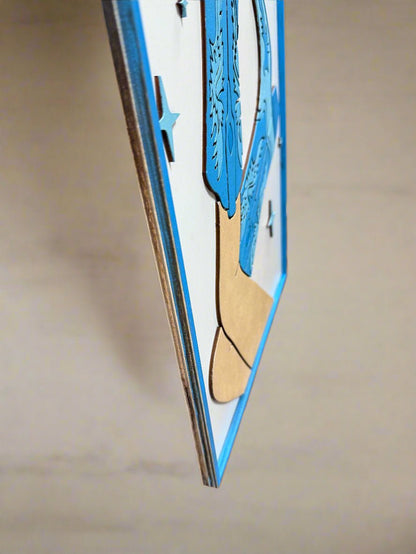 Pretty in Blue Cowgirl Boots Wall Art | Western Girly Decor & Farmhouse Style Prints Coquette Wall Art