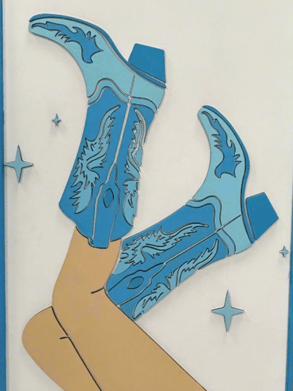 Pretty in Blue Cowgirl Boots Wall Art | Western Girly Decor & Farmhouse Style Prints Coquette Wall Art