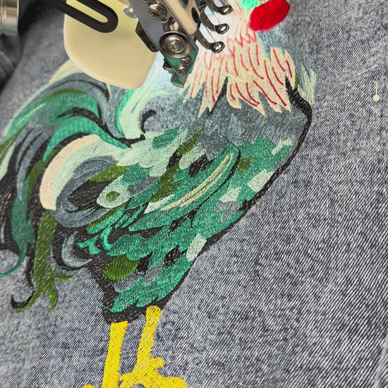 Embroidered Rooster Denim Jacket denim jacket