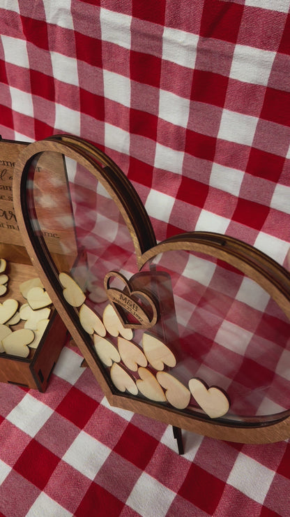 Personalized Wedding Acrylic Wooden Heart Keepsake | Custom Engraved Memory Box & Heart | Unique Guestbook Alternative & Anniversary Decor Supplies