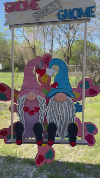 Gnome Couple Wind Spinners | Outdoor Farm Wind Spinner | Handmade Spinner | Gnome Spinner