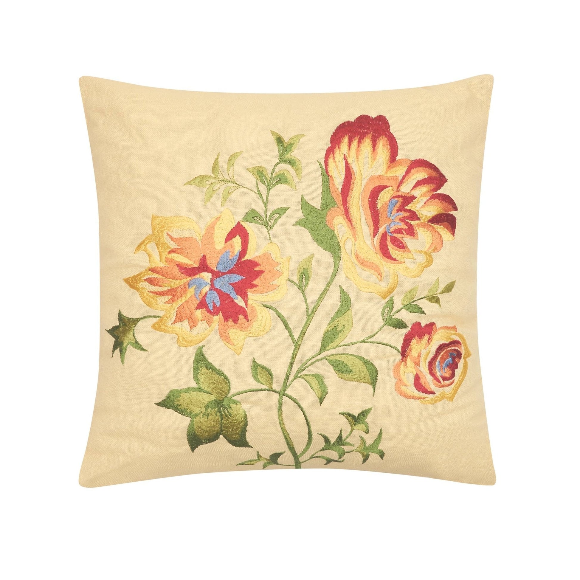 Priscilla Yellow Floral Embroidered Pillow | Boho Home Decor, Decorative Throw Pillow, Accent Cushion & Gift Idea - Nifty Decor & More