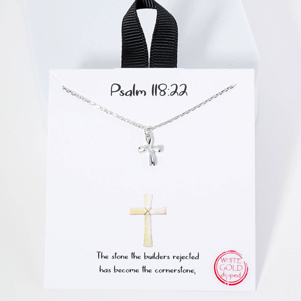 Psalm 118:22 Cross Pendant Necklace - Nifty Decor & More