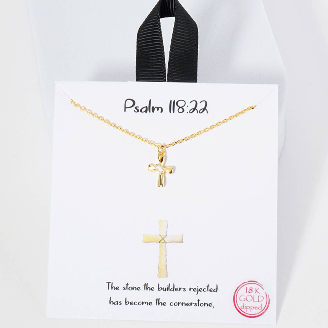 Psalm 118:22 Cross Pendant Necklace - Nifty Decor & More