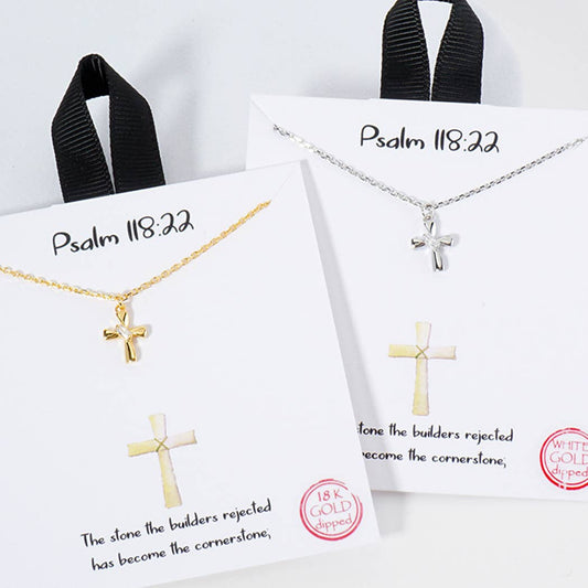 Psalm 118:22 Cross Pendant Necklace - Nifty Decor & More