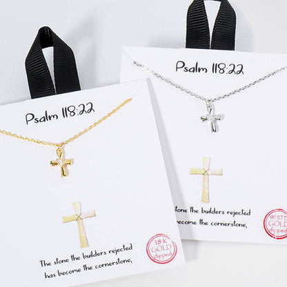 Psalm 118:22 Cross Pendant Necklace - Nifty Decor & More