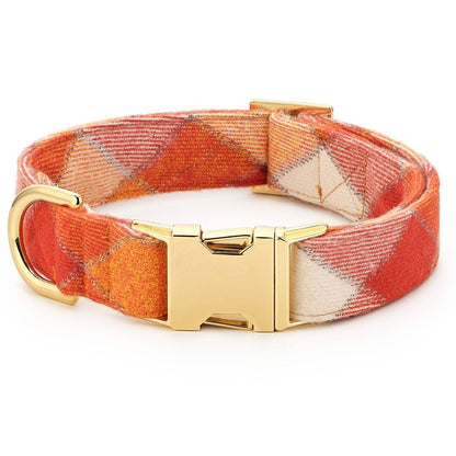 Pumpkin Spice Plaid Flannel Fall Dog Collar - Nifty Decor & More