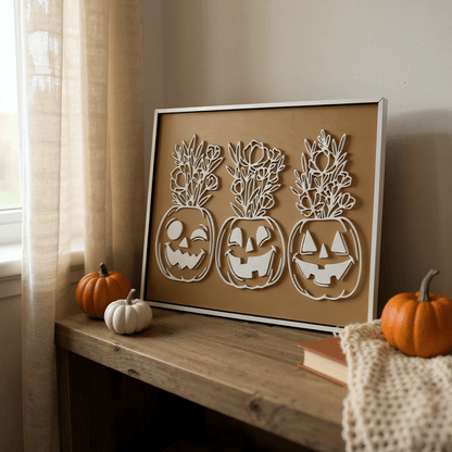 Pumpkins with Flower Tops Halloween Decor - Nifty Decor & More
