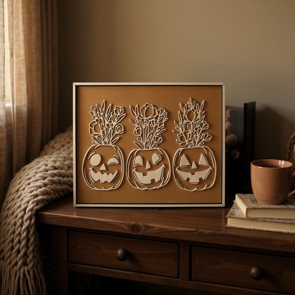 Pumpkins with Flower Tops Halloween Decor - Nifty Decor & More