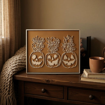 Pumpkins with Flower Tops Halloween Decor - Nifty Decor & More