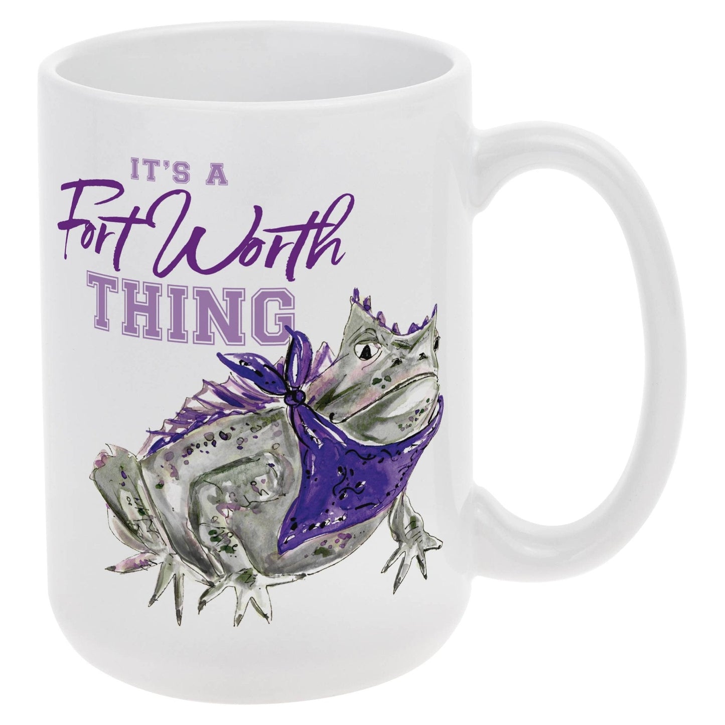 Purple Horn Frog Collegiate Ceramic Mug 14 Oz. - Nifty Decor & More