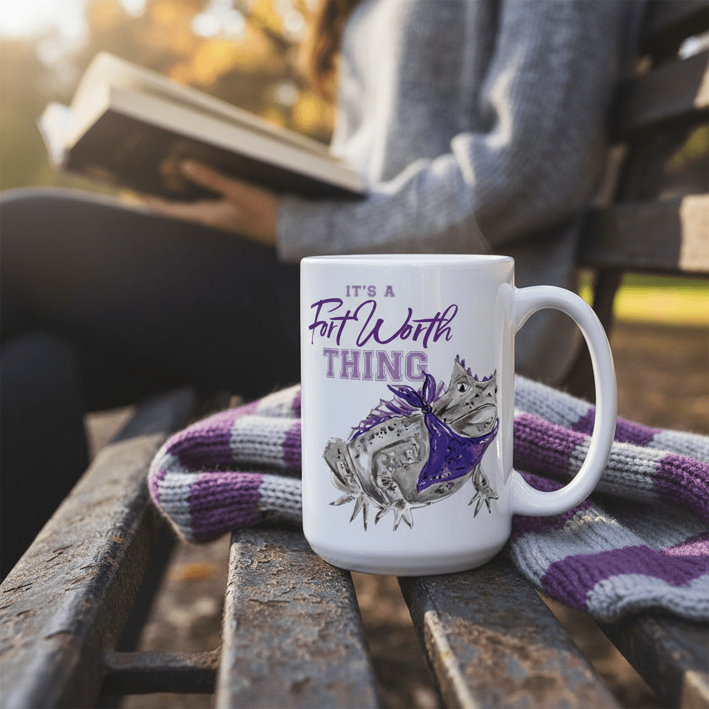 Purple Horn Frog Collegiate Ceramic Mug 14 Oz. - Nifty Decor & More