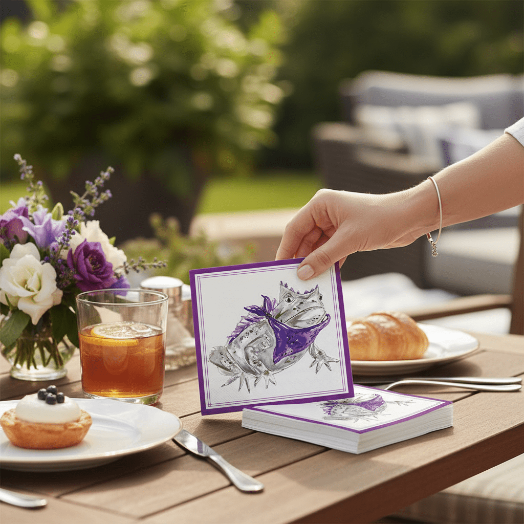Purple Horned Frog Hometown Pride Cocktail Napkins (20ct) - Nifty Decor & More