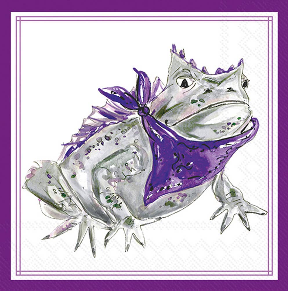 Purple Horned Frog Hometown Pride Paper Cocktail Napkins