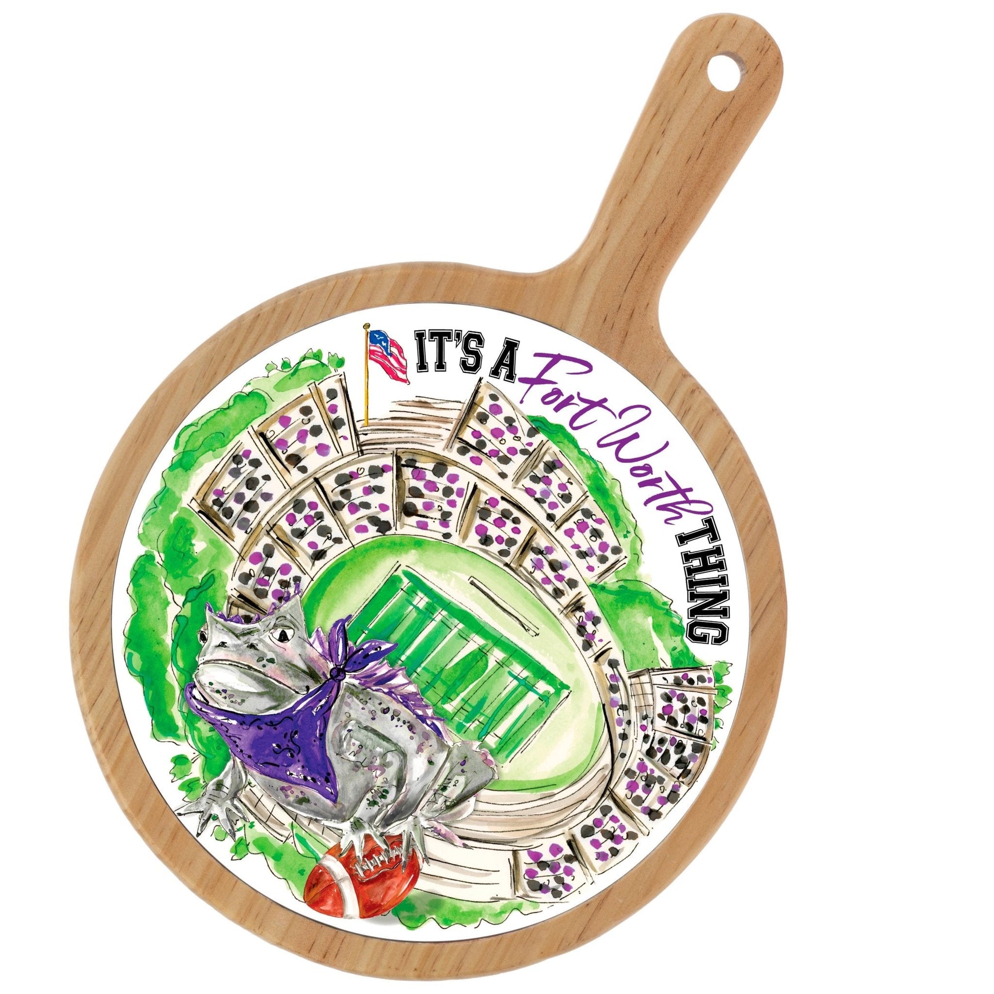 Purple Horned Frog Stadium Collegiate Cheese Board - Nifty Decor & More